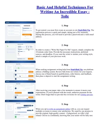 Basic And Helpful Techniques For Writing An Incredible Essay - Toile