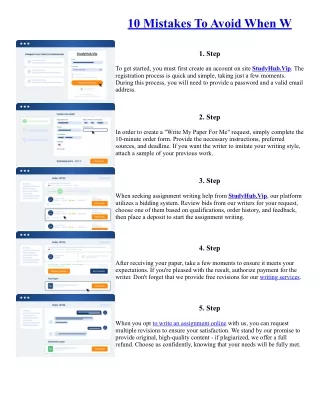 10 Mistakes To Avoid When W