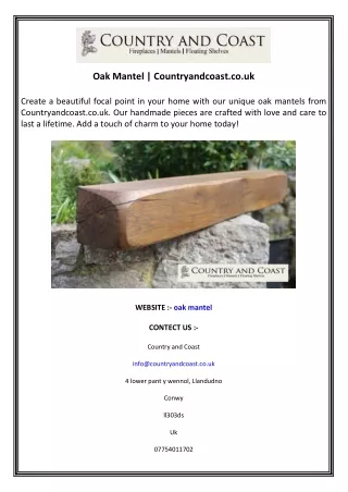 Oak Mantel  Countryandcoast.co.uk