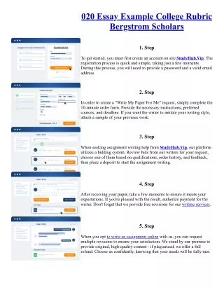 020 Essay Example College Rubric Bergstrom Scholars