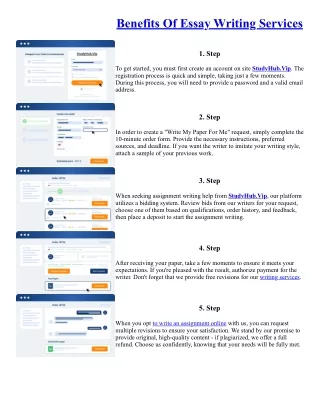 Benefits Of Essay Writing Services