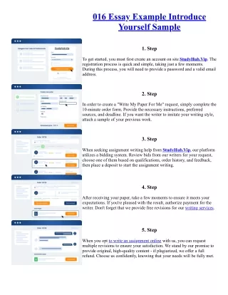 016 Essay Example Introduce Yourself Sample