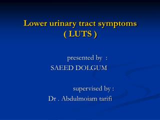 PPT - Lower Urinary Tract Symptoms LUTS PowerPoint Presentation - ID:181964