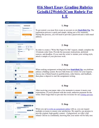 016 Short Essay Grading Rubrics Gcisdk12Webfc2Com Rubric For L E