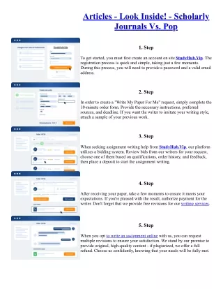 Articles - Look Inside! - Scholarly Journals Vs. Pop