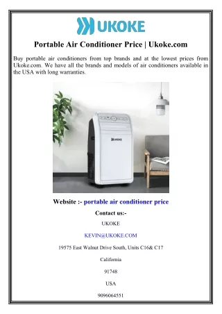 Portable Air Conditioner Price Ukoke.com