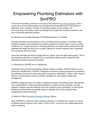 Empowering Plumbing Estimators with SimPRO