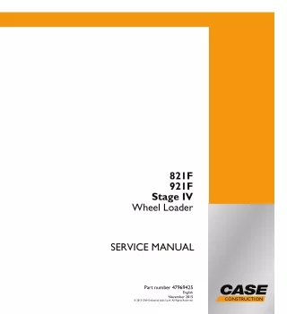 CASE 921F XR Wheel Loader Service Repair Manual