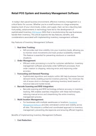 Retail POS System and Inventory Management Software
