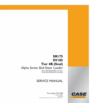 CASE SV185 Tier 4B (final) Alpha Series Skid Steer Loader Service Repair Manual