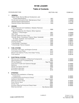 CASE W14B Wheel Loader Service Repair Manual