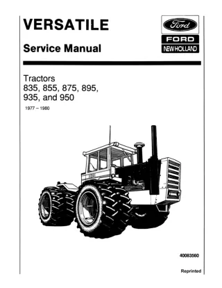 Ford Versatile 835 Tractor Service Repair Manual