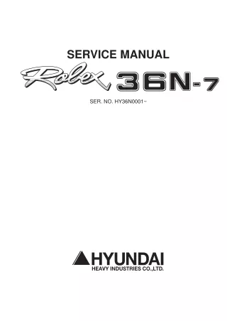 Hyundai R36N-7 Mini Excavator Service Repair Manual