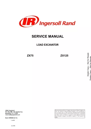 Ingersoll Rand ZX125 Load Excavator Service Repair Manual