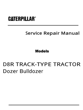 Caterpillar Cat D8R TRACK-TYPE TRACTOR Dozer Bulldozer (Prefix JR8) Service Repair Manual (JR800001 and up)