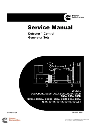 Cummins Onan 6CTA8.3 Detector Control Generator Set Service Repair Manual