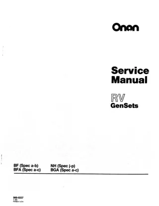 Cummins Onan BFA Generator Service Repair Manual