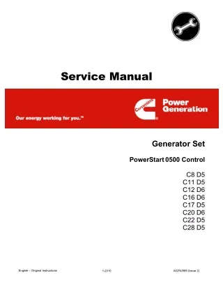 Cummins Onan C8 D5 Generator Set PowerStart 0500 Control Service Repair Manual