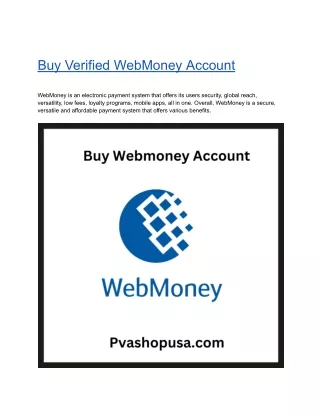 Buy Verified WebMoney Account