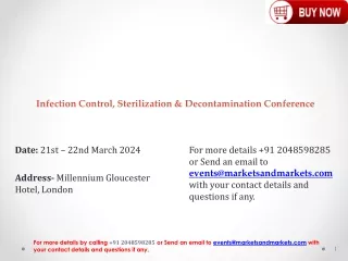 Infection Control, Sterilization & Decontamination Conference 2024