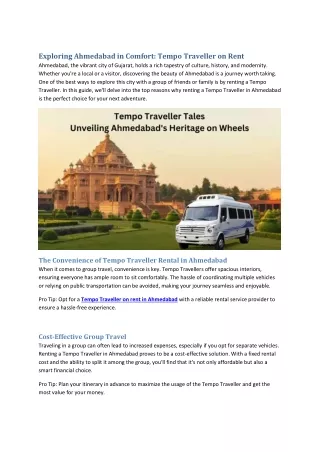 Exploring Ahmedabad in Comfort Tempo Traveller on Rent