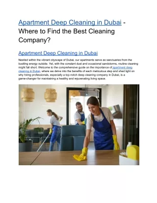 Apartment Deep Cleaning in Dubai - Where to Find the Best Cleaning Company