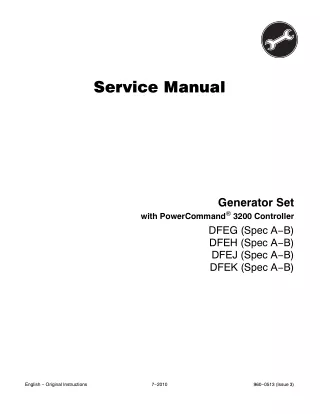 Cummins Onan DFEH Generator Set with Power Command 3200 Controller Service Repair Manual