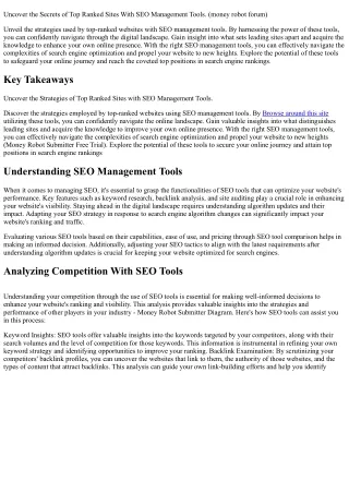 Uncover the Secrets of Top Ranked Sites With SEO Management Tools