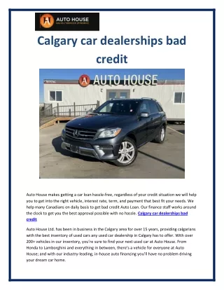 Calgary car dealerships bad credit