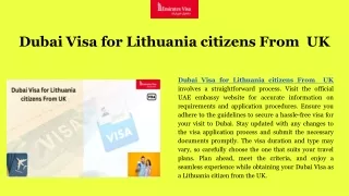Dubai Visa for Lithuania citizens From  UK