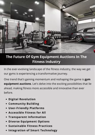 The Future Of Gym Equipment Auctions In The Fitness Industry