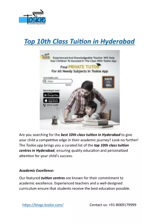Top 10th Class Tuition in Hyderabad