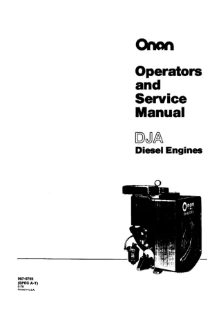 Cummins Onan DJA Diesel Engine Service Repair Manual
