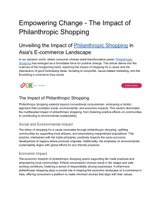 Empowering Change - The Impact of Philanthropic Shopping