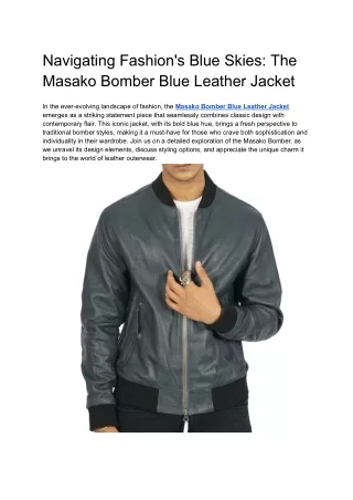 Masako bomber Blue leather jacket