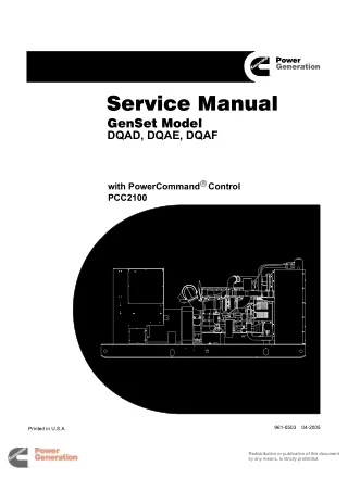 Cummins Onan DQAD Generator Set with Power Command Controller PCC2100 Service Repair Manual