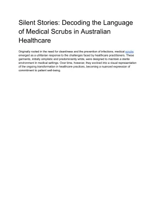 Silent Stories_ Decoding the Language of Medical Scrubs in Australian Healthcare