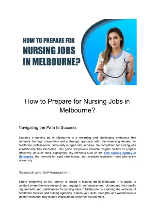 Strategies for Success in Nursing Jobs in Melbourne