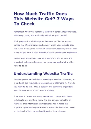 How Much Traffic Does This Website Get