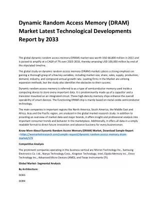 Dynamic Random Access Memory (DRAM) Market