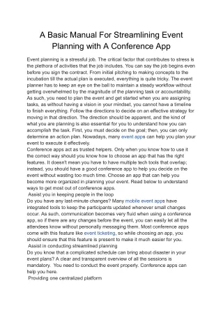 A Basic Manual For Streamlining Event Planning with A Conference App