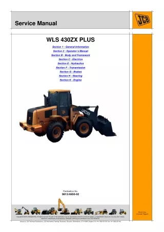 JCB 430ZX (JCB Engine) Wheeled Loading Shovel Service Repair Manual from 1767600 to 1768499