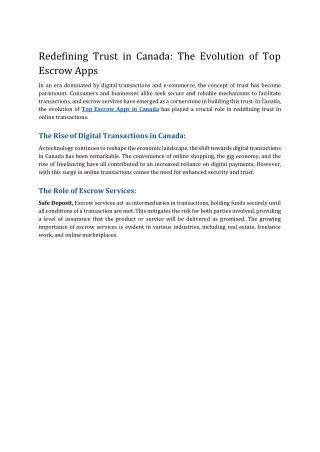 Redefining Trust in Canada_ The Evolution of Top Escrow Apps