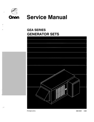 Cummins Onan GEA Series Generator Sets Service Repair Manual