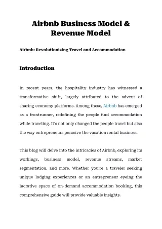 Airbnb Business Model & Revenue Model