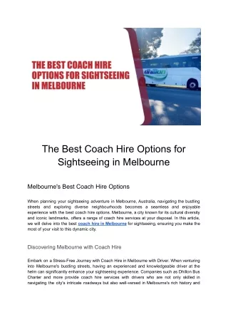 Superior Choices for Sightseeing Coach Hire in Melbourne