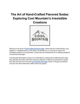 Authentic Craft Soda & Root Beer at Cool Mountain Beverages