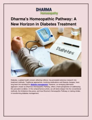 Dharma's Homeopathic Pathway_ A New Horizon in Diabetes Treatment