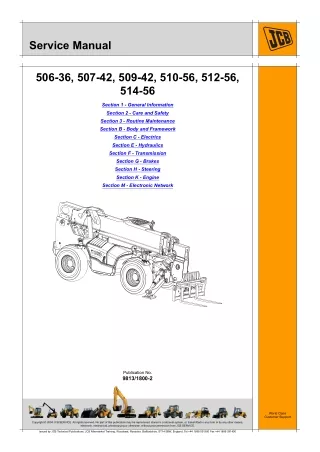 JCB 506-36 Telescopic Handler Service Repair Manual