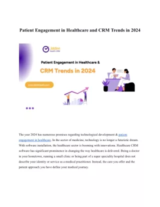 Patient Engagement in Healthcare and CRM Trends in 2024